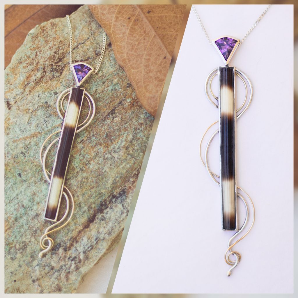 Amethyst and Quill Pendant