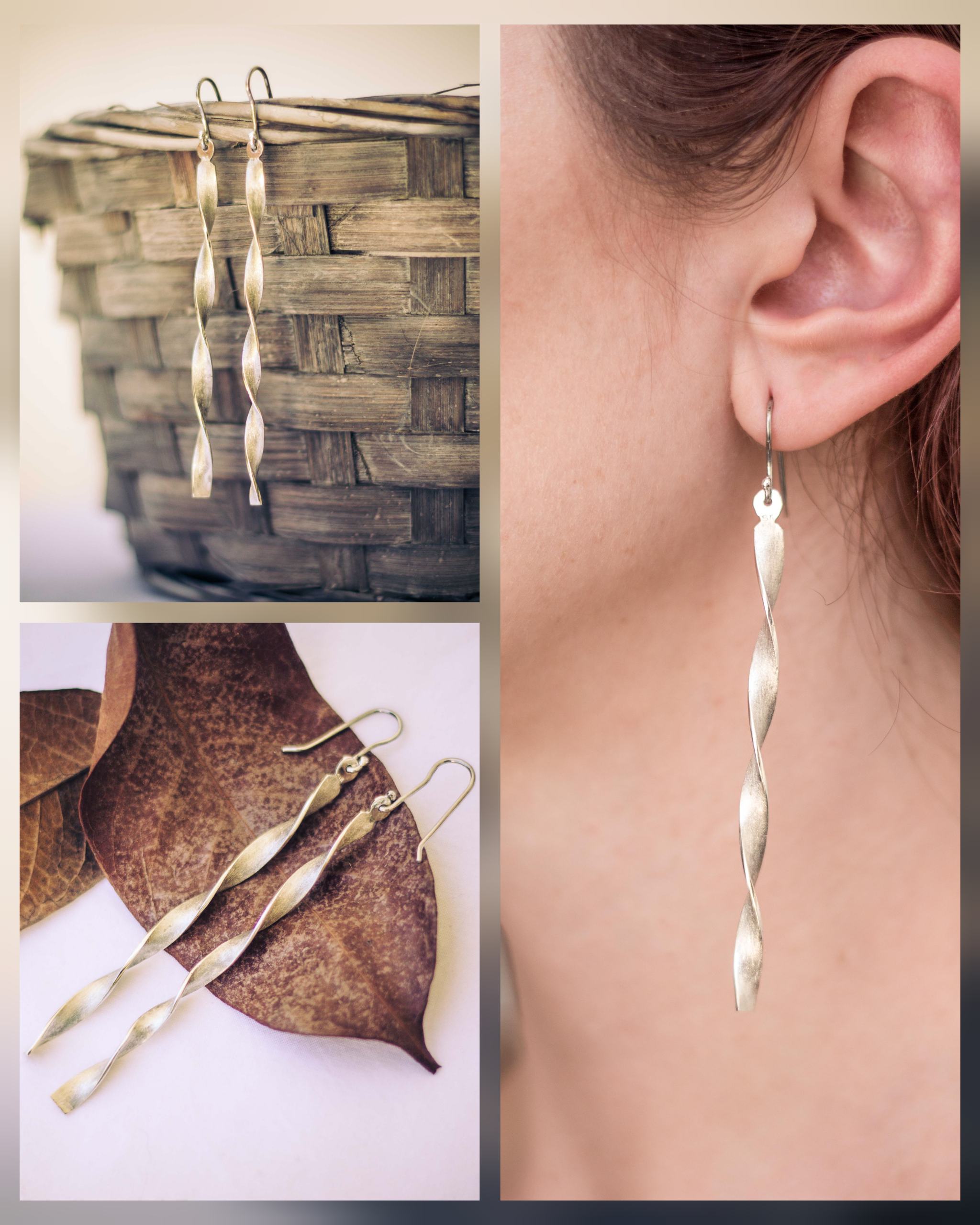 Twist Bar Earrings in sterling silver